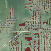 Second close-up of the map of Hubbard, Ohio print showing more streets and buildings