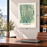 Hubbardston, Massachusetts map, 18 x 24 inch print in a white frame in a home office