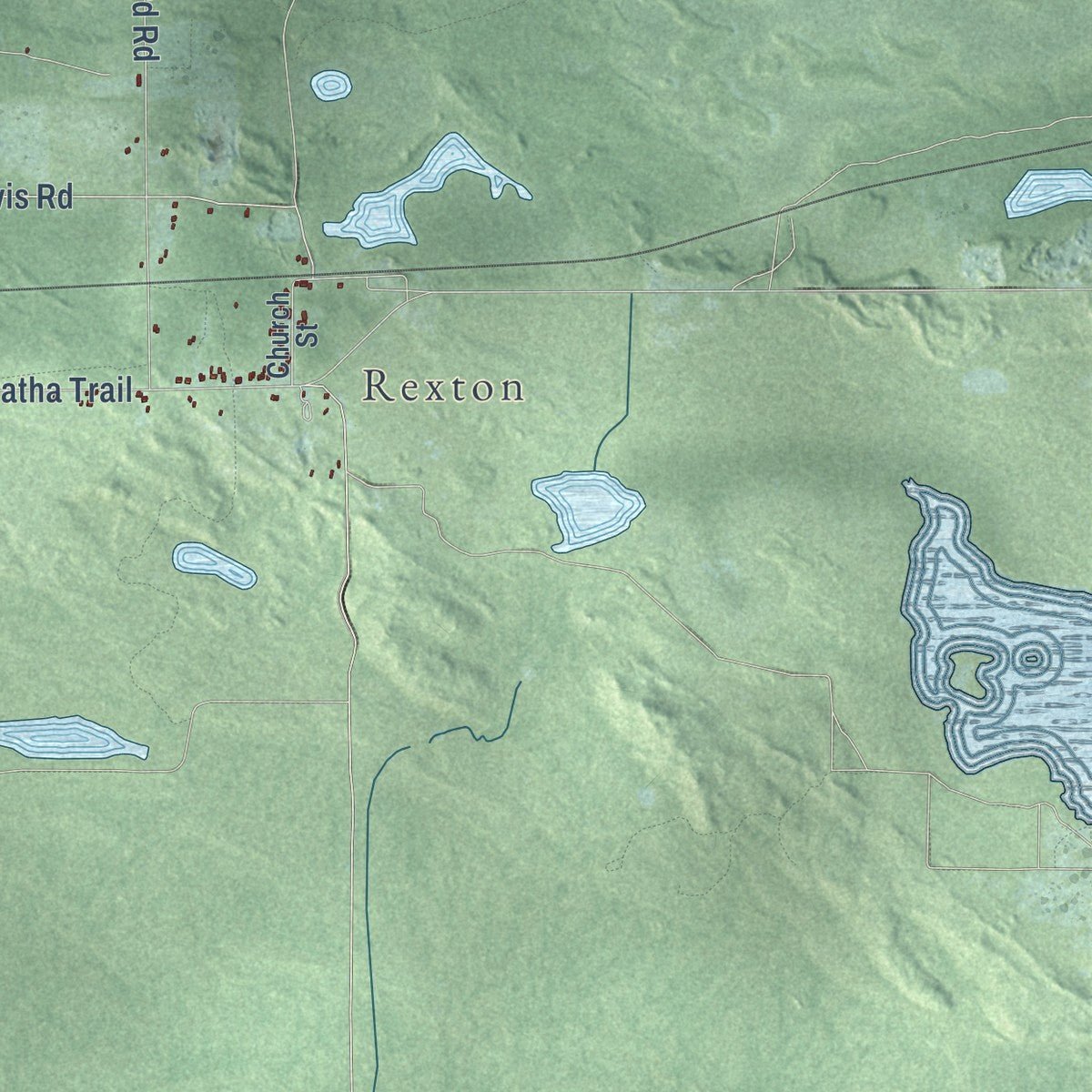 Second close-up of the map of Hudson, Mackinac County, Michigan print showing more streets and buildings
