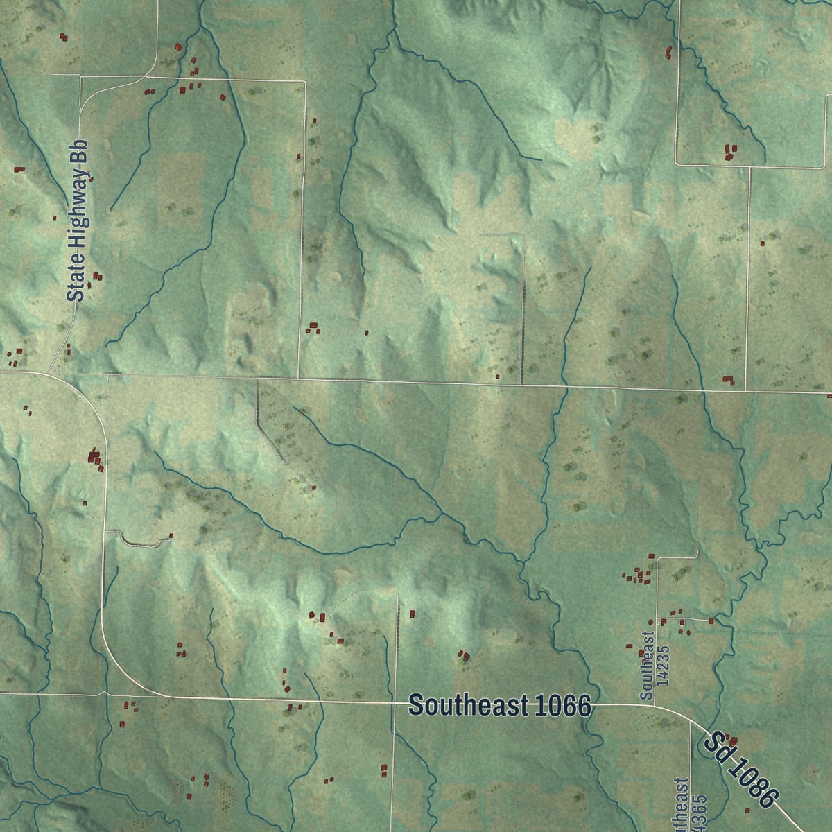 Second close-up of the map of Hudson, Missouri print showing more streets and buildings