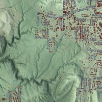 Second close-up of the map of Hueytown, Alabama print showing more streets and buildings