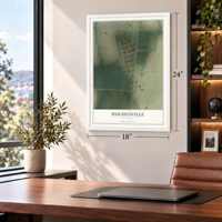 Hughesville, Missouri map, 18 x 24 inch print in a white frame in a home office