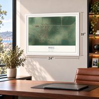 Hull, Illinois map, 18 x 24 inch print in a white frame in a home office