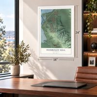 Humboldt Hill, California map, 18 x 24 inch print in a white frame in a home office