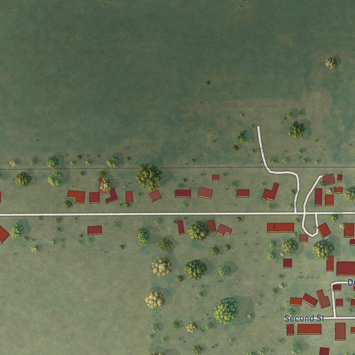 Second close-up of the map of Hume, Illinois print showing more streets and buildings