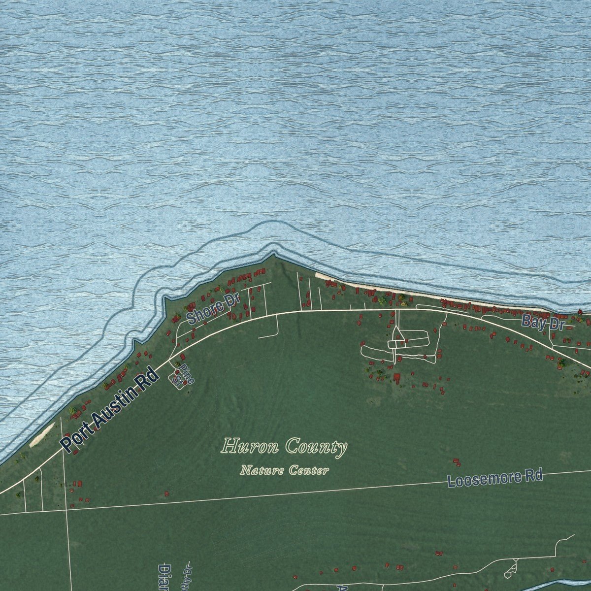 Second close-up of the map of Hume, Michigan print showing more streets and buildings