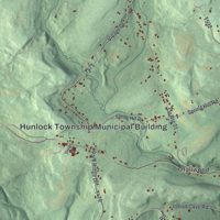 Second close-up of the map of Hunlock, Pennsylvania print showing more streets and buildings
