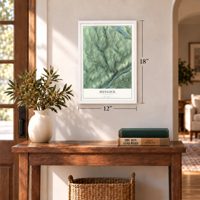 Hunlock, Pennsylvania map, 12 x 18 inch print in a white frame in an entryway