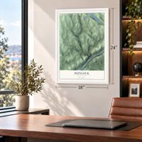Hunlock, Pennsylvania map, 18 x 24 inch print in a white frame in a home office