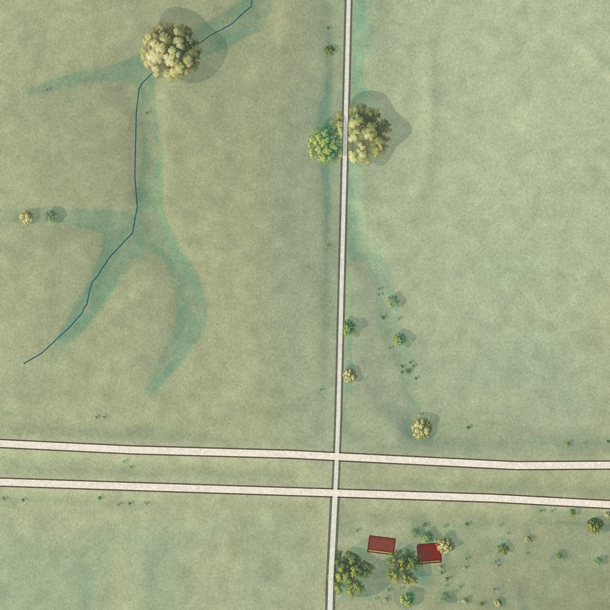 Second close-up of the map of Hunnewell, Missouri print showing more streets and buildings