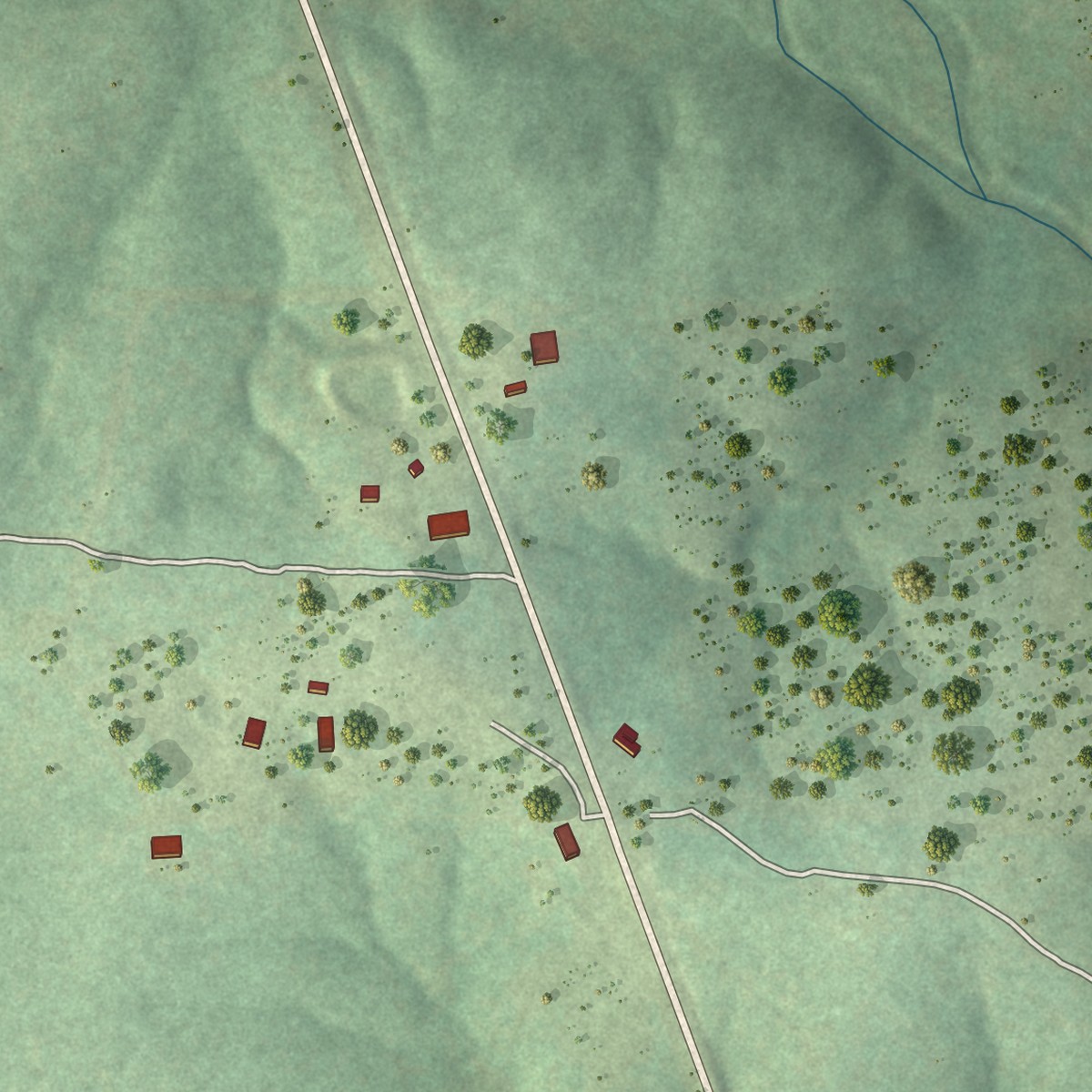 Second close-up of the map of Hunter, Missouri print showing more streets and buildings