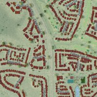 Second close-up of the map of Hunters Creek, Florida print showing more streets and buildings