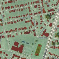 Second close-up of the map of Huntersville, Virginia print showing more streets and buildings