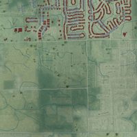Second close-up of the map of Huntertown, Indiana print showing more streets and buildings