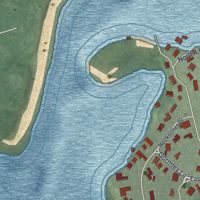 Second close-up of the map of Huntington Bay, New York print showing more streets and buildings