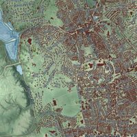 Second close-up of the map of Huntington, New York print showing more streets and buildings
