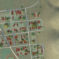 Second close-up of the map of Huntington, Oregon print showing more streets and buildings