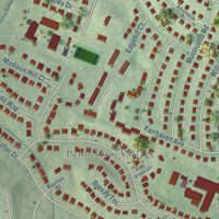 Second close-up of the map of Huntington, Virginia print showing more streets and buildings