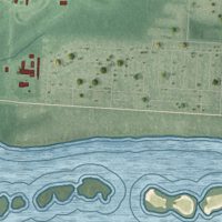Second close-up of the map of Hurlburt Field, Florida print showing more streets and buildings