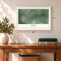 Hurley, Mississippi map, 12 x 18 inch print in a white frame in an entryway