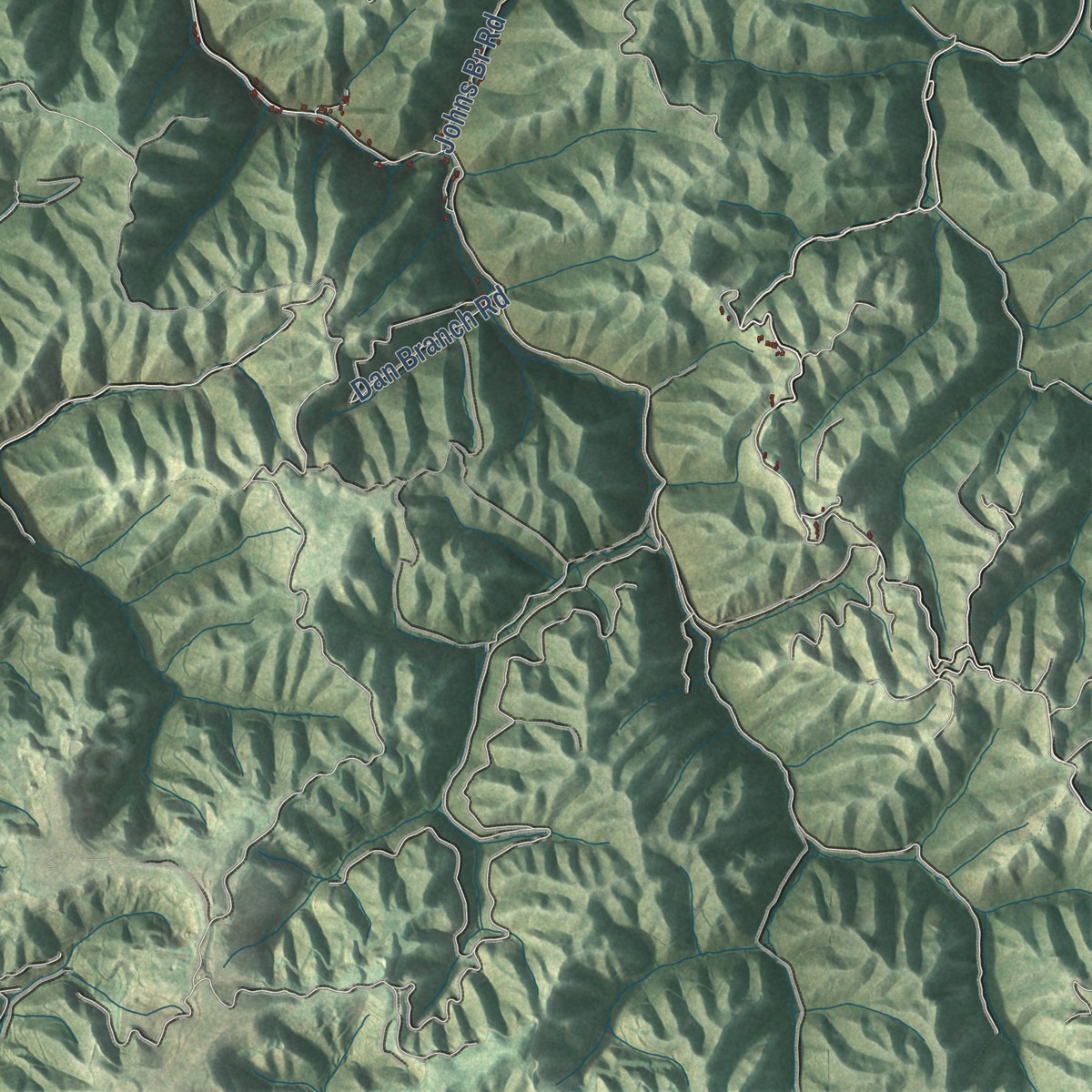 Second close-up of the map of Hurley, Virginia print showing more streets and buildings