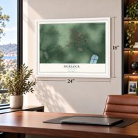 Hurlock, Maryland map, 18 x 24 inch print in a white frame in a home office