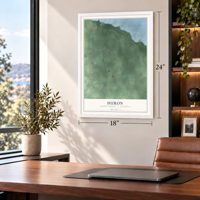 Huron, Huron County, Michigan map, 18 x 24 inch print in a white frame in a home office