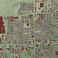 Second close-up of the map of Hurst, Texas print showing more streets and buildings