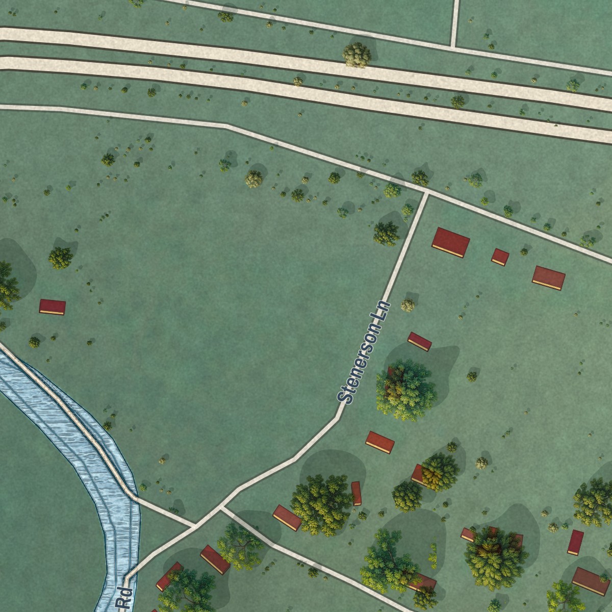 Second close-up of the map of Huson, Montana print showing more streets and buildings