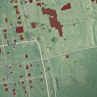 Second close-up of the map of Huttig, Arkansas print showing more streets and buildings