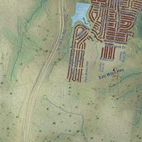 Second close-up of the map of Hutto, Texas print showing more streets and buildings