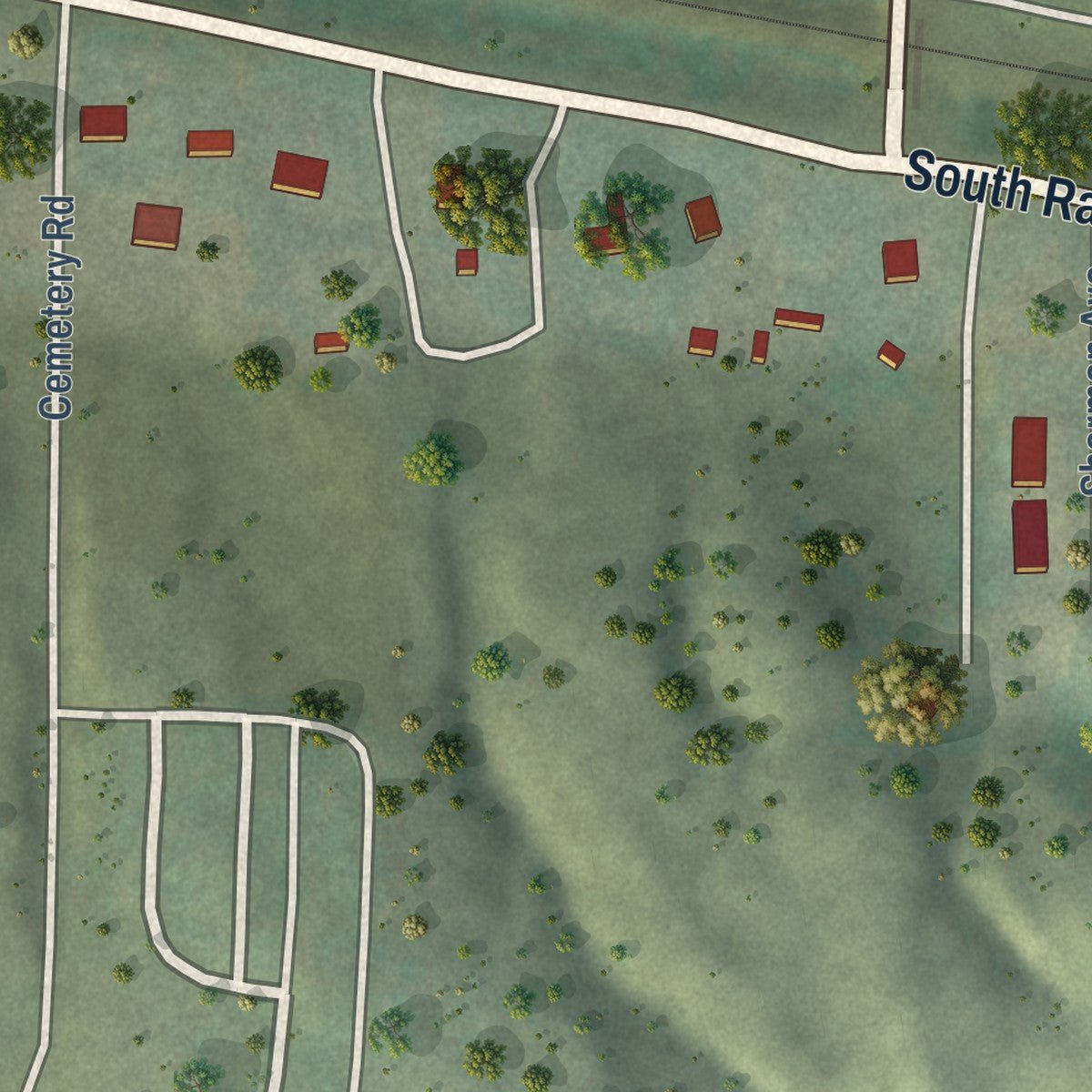 Second close-up of the map of Hyannis, Nebraska print showing more streets and buildings