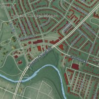 Second close-up of the map of Hyattsville, Maryland print showing more streets and buildings