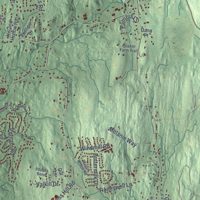 Second close-up of the map of Hyde Park, New York print showing more streets and buildings