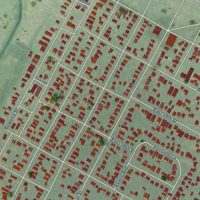 Second close-up of the map of Hyde Park, Texas print showing more streets and buildings
