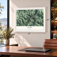 Hyden, Kentucky map, 18 x 24 inch print in a white frame in a home office