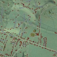 Second close-up of the map of Hydesville, California print showing more streets and buildings