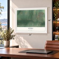 Hydro, Oklahoma map, 18 x 24 inch print in a white frame in a home office