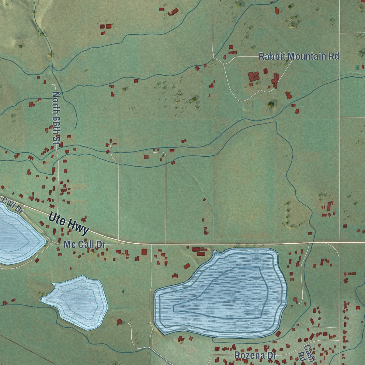 Second close-up of the map of Hygiene, Colorado print showing more streets and buildings