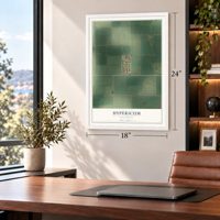 Hypericum, California map, 18 x 24 inch print in a white frame in a home office