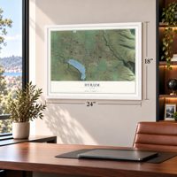 Hyrum, Utah map, 18 x 24 inch print in a white frame in a home office