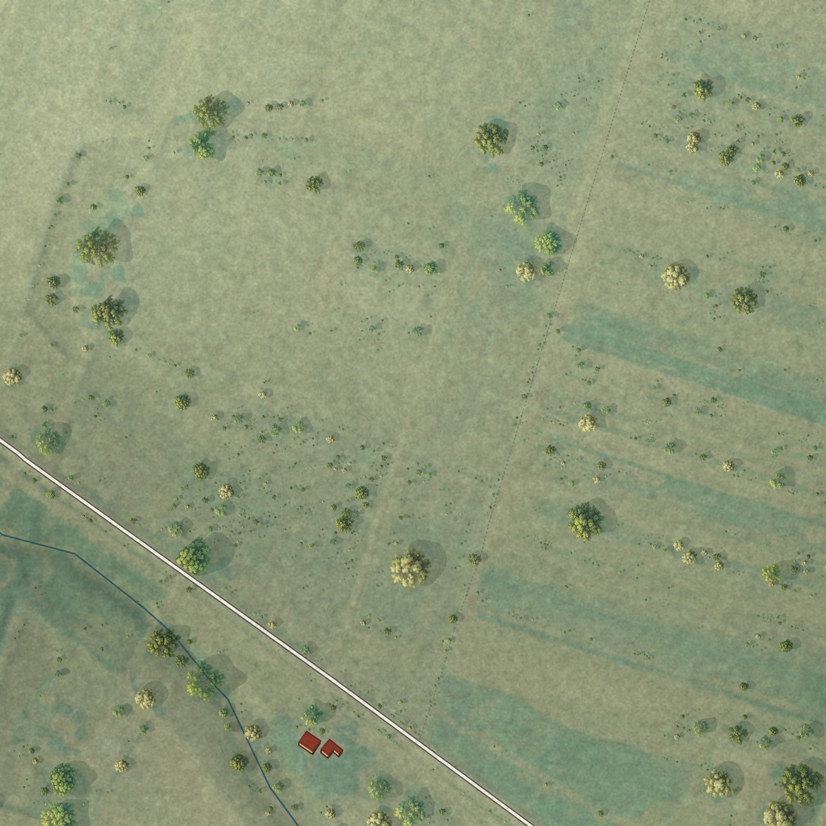 Second close-up of the map of Iago, Texas print showing more streets and buildings