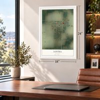 Iantha, Missouri map, 18 x 24 inch print in a white frame in a home office