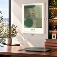 Idalia, Colorado map, 18 x 24 inch print in a white frame in a home office