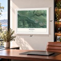 Idanha, Oregon map, 18 x 24 inch print in a white frame in a home office