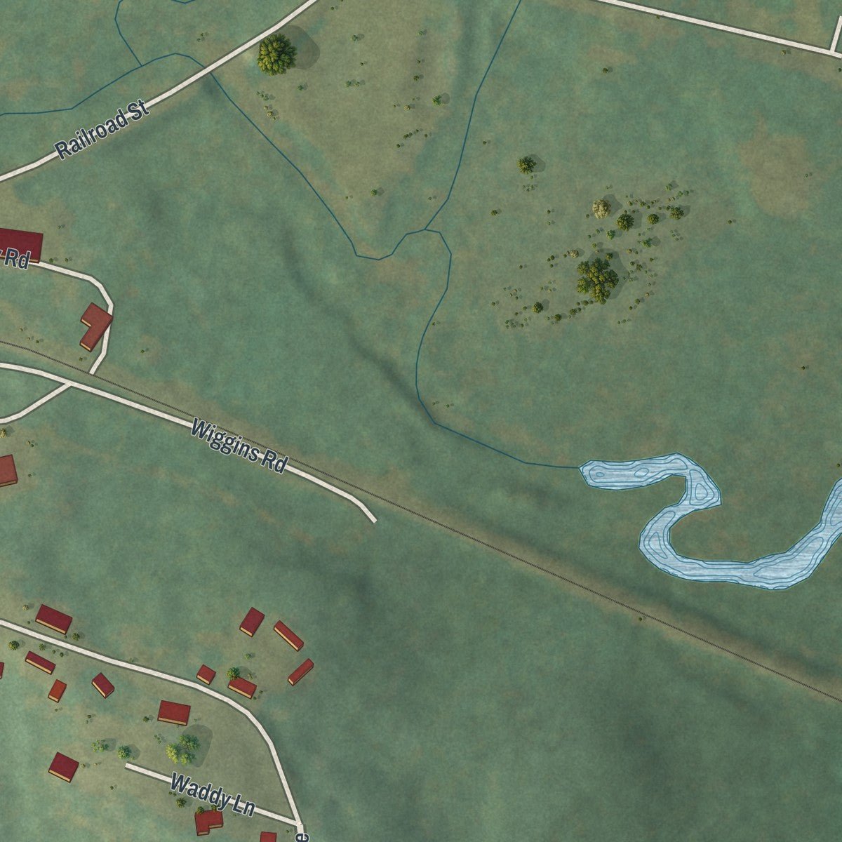 Second close-up of the map of Ideal, Georgia print showing more streets and buildings