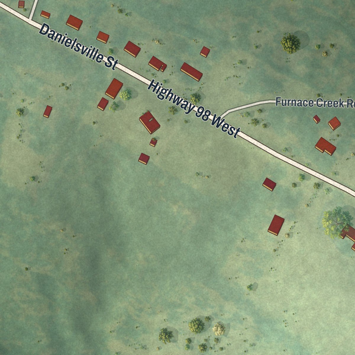 Second close-up of the map of Ila, Georgia print showing more streets and buildings