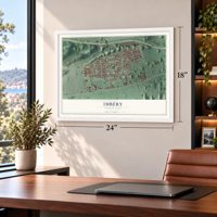 Imbéry, Puerto Rico map, 18 x 24 inch print in a white frame in a home office