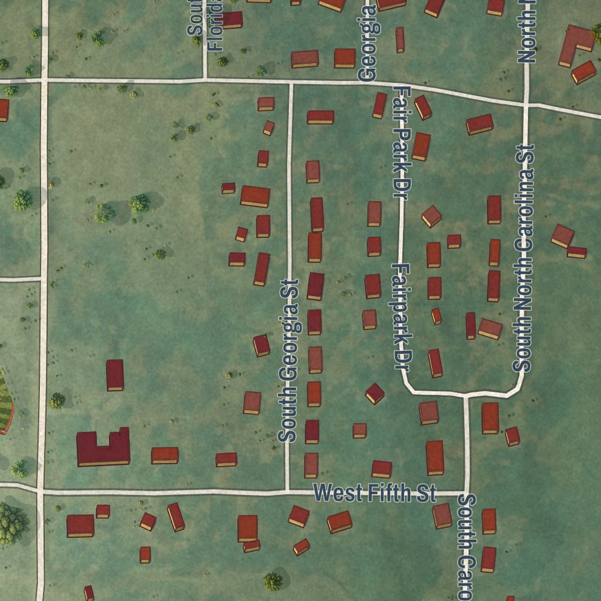 Second close-up of the map of Imboden, Arkansas print showing more streets and buildings