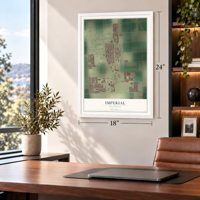 Imperial, California map, 18 x 24 inch print in a white frame in a home office